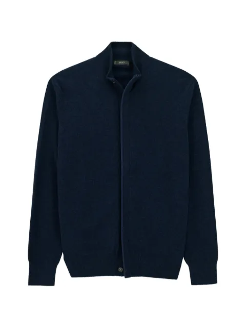 Boggi Milano full-zip turtleneck in melange cashmere-wool