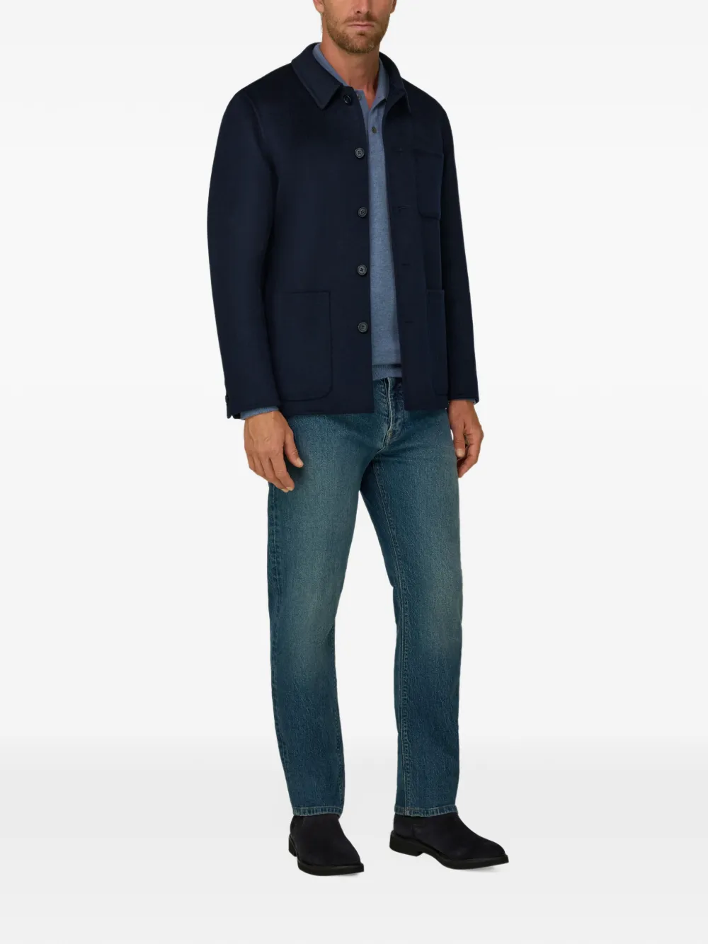 Boggi Milano shacket in wool Blauw