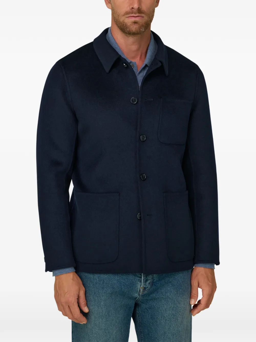 Boggi Milano shacket in wool Blauw