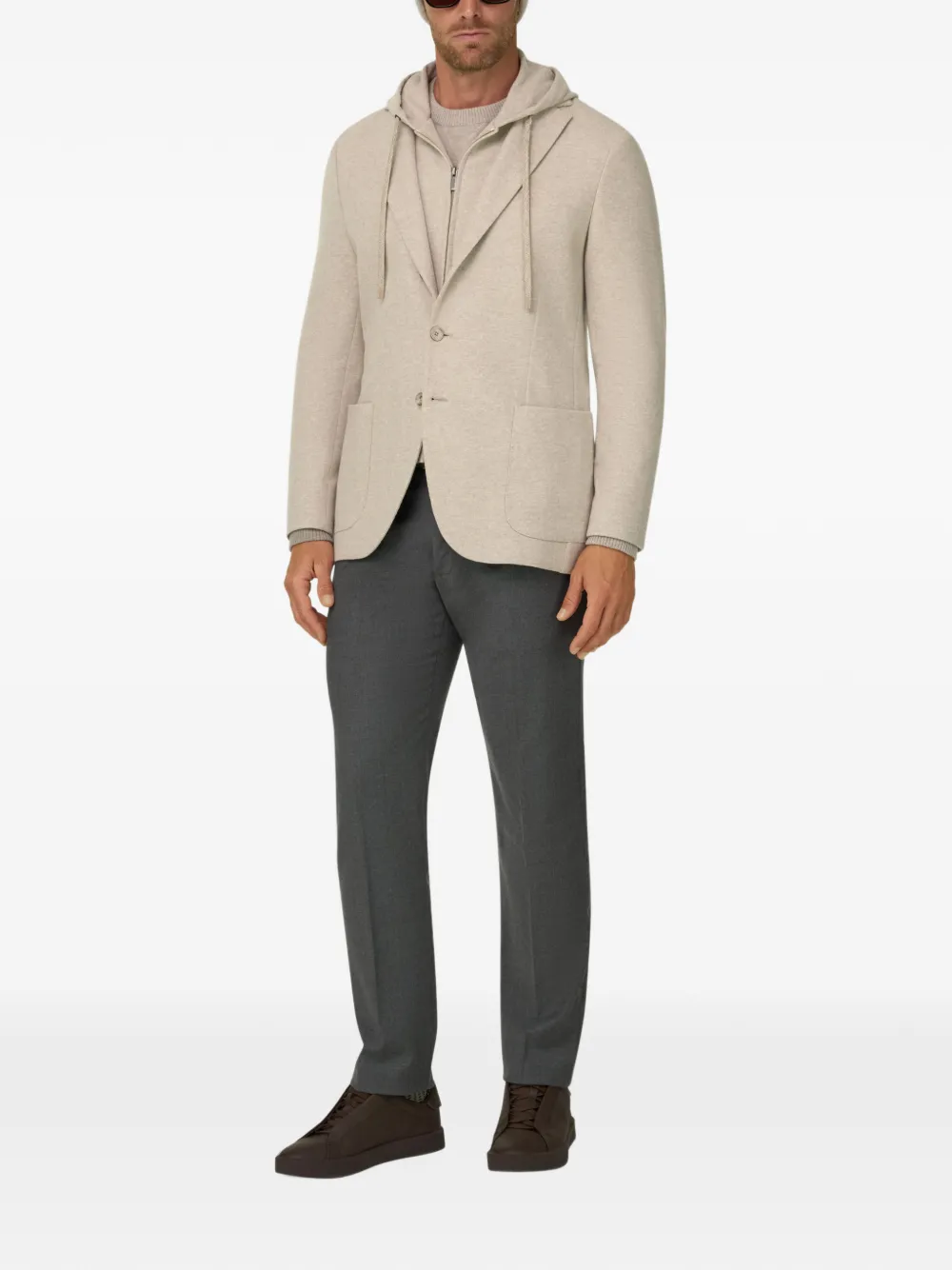 Boggi Milano sweatshirt blazer Madison mélange wool-cashmere B Jersey Beige