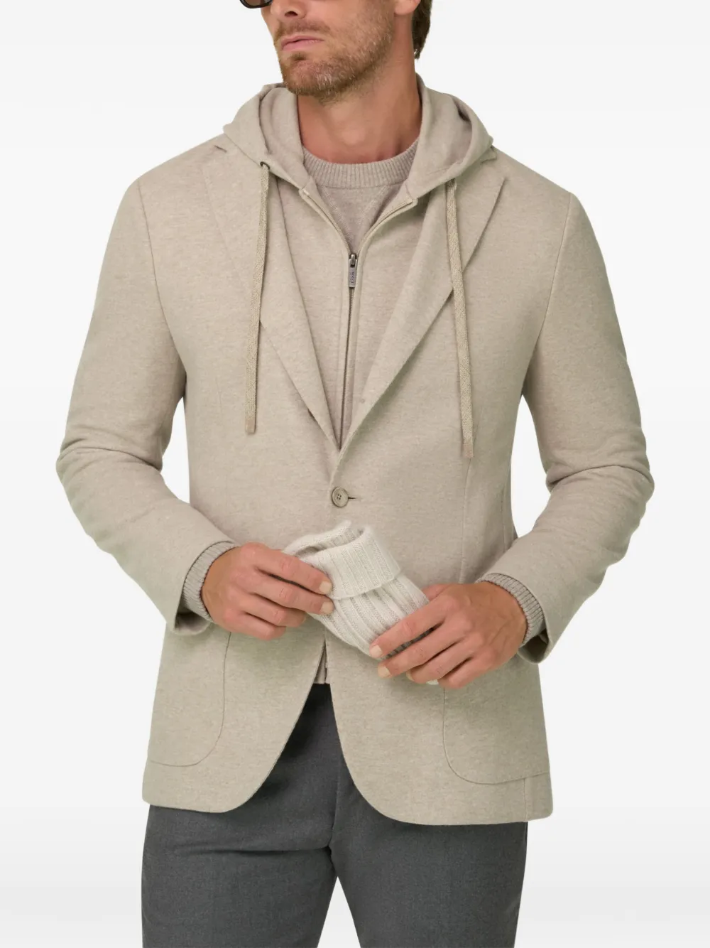 Boggi Milano sweatshirt blazer Madison mélange wool-cashmere B Jersey Beige