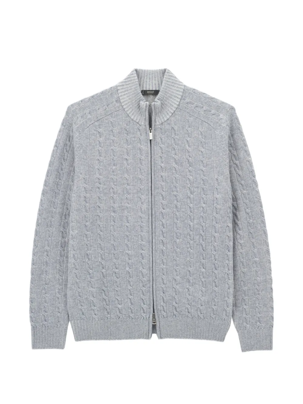 Boggi Milano roll neck jumper full-zip cashmere wool plated - Grey