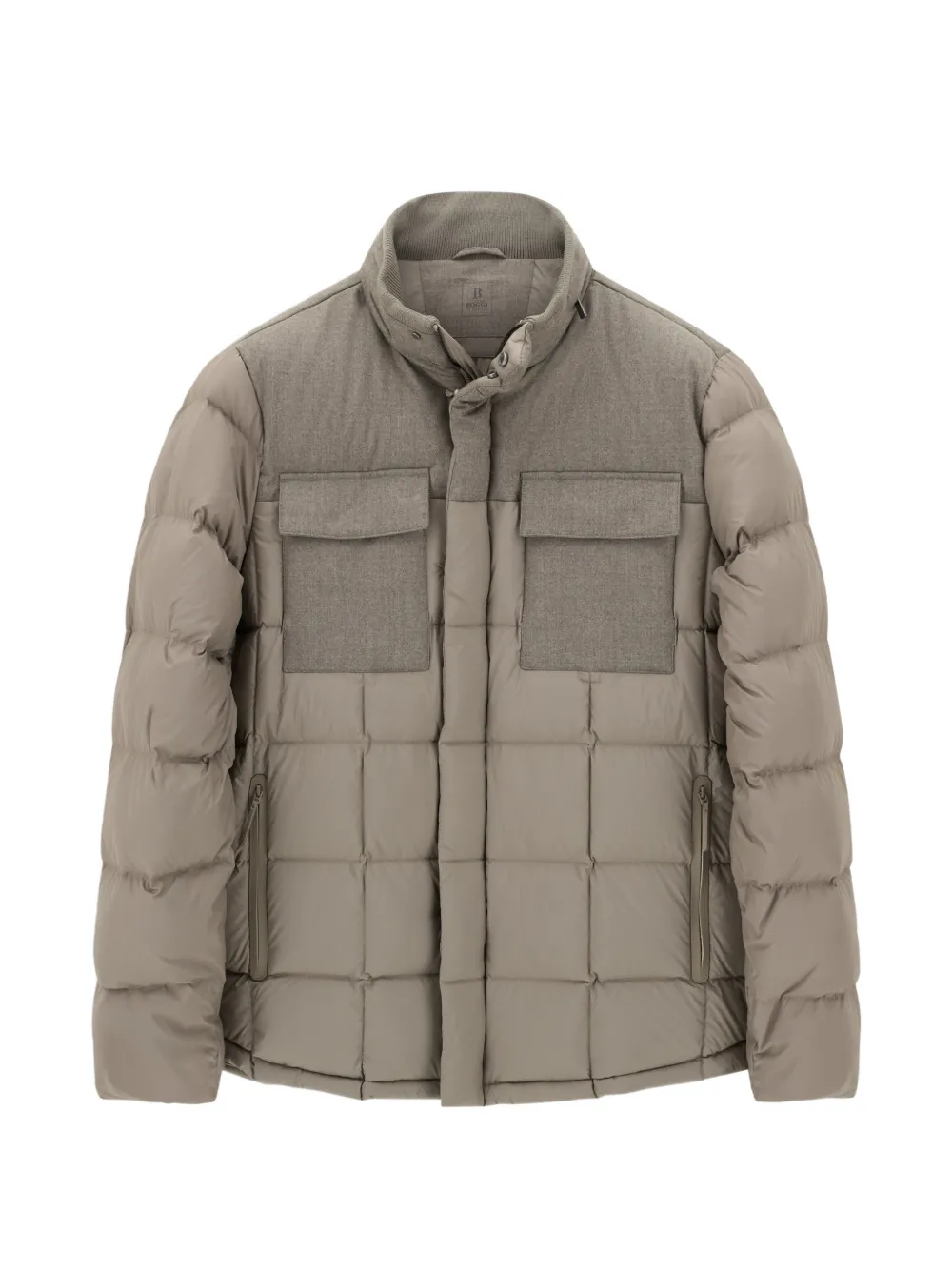 Boggi Milano bomber Flyn in flannel and technical fabric down Beige