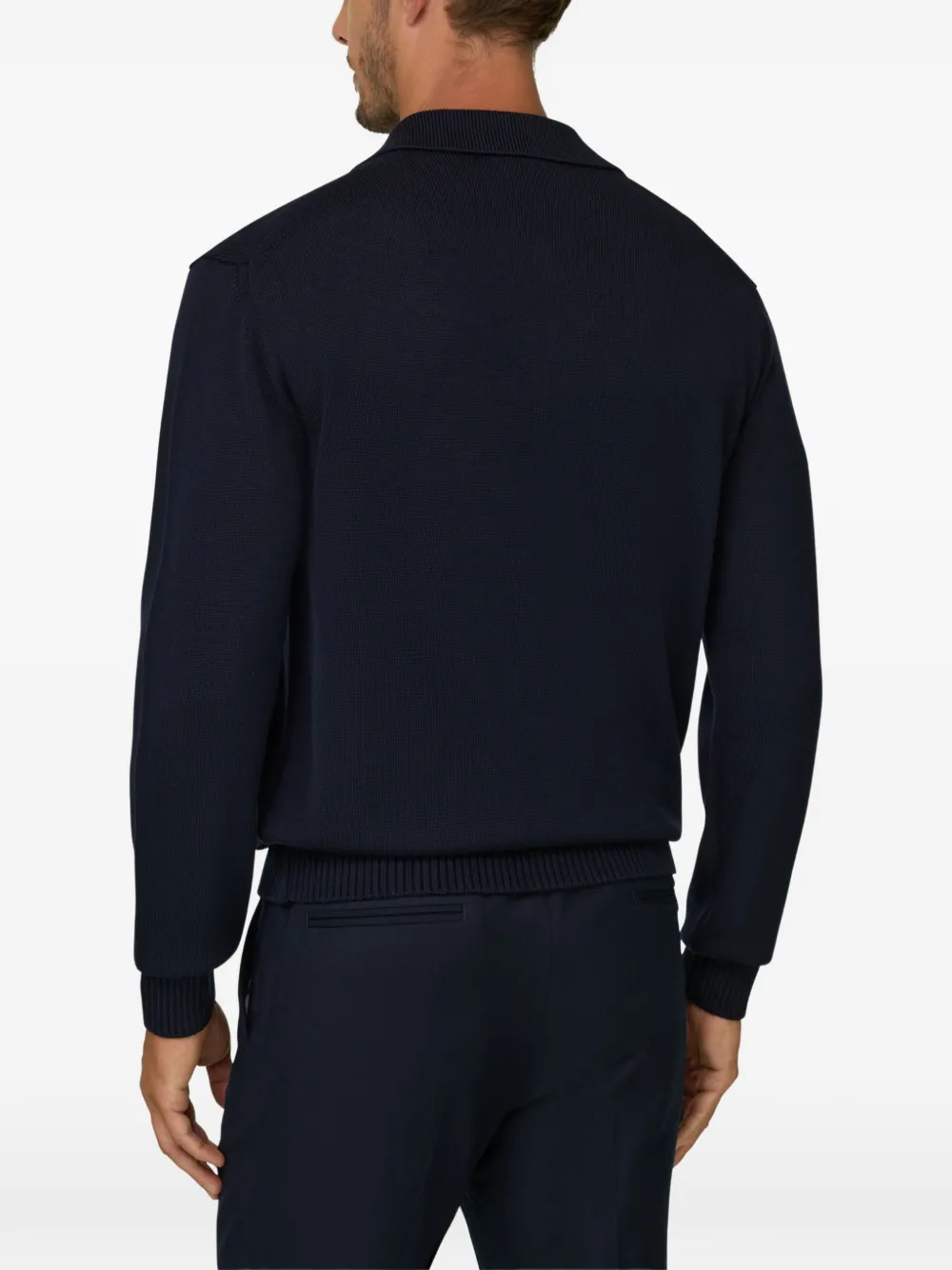 Boggi Milano Gebreid poloshirt van merinowol Blauw