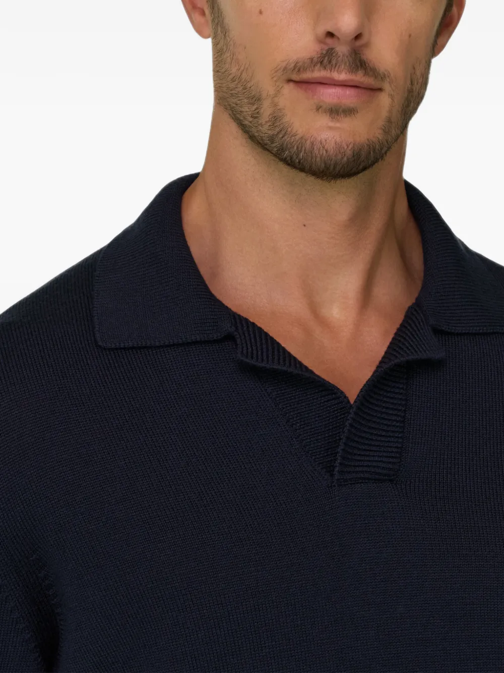 Boggi Milano Gebreid poloshirt van merinowol Blauw
