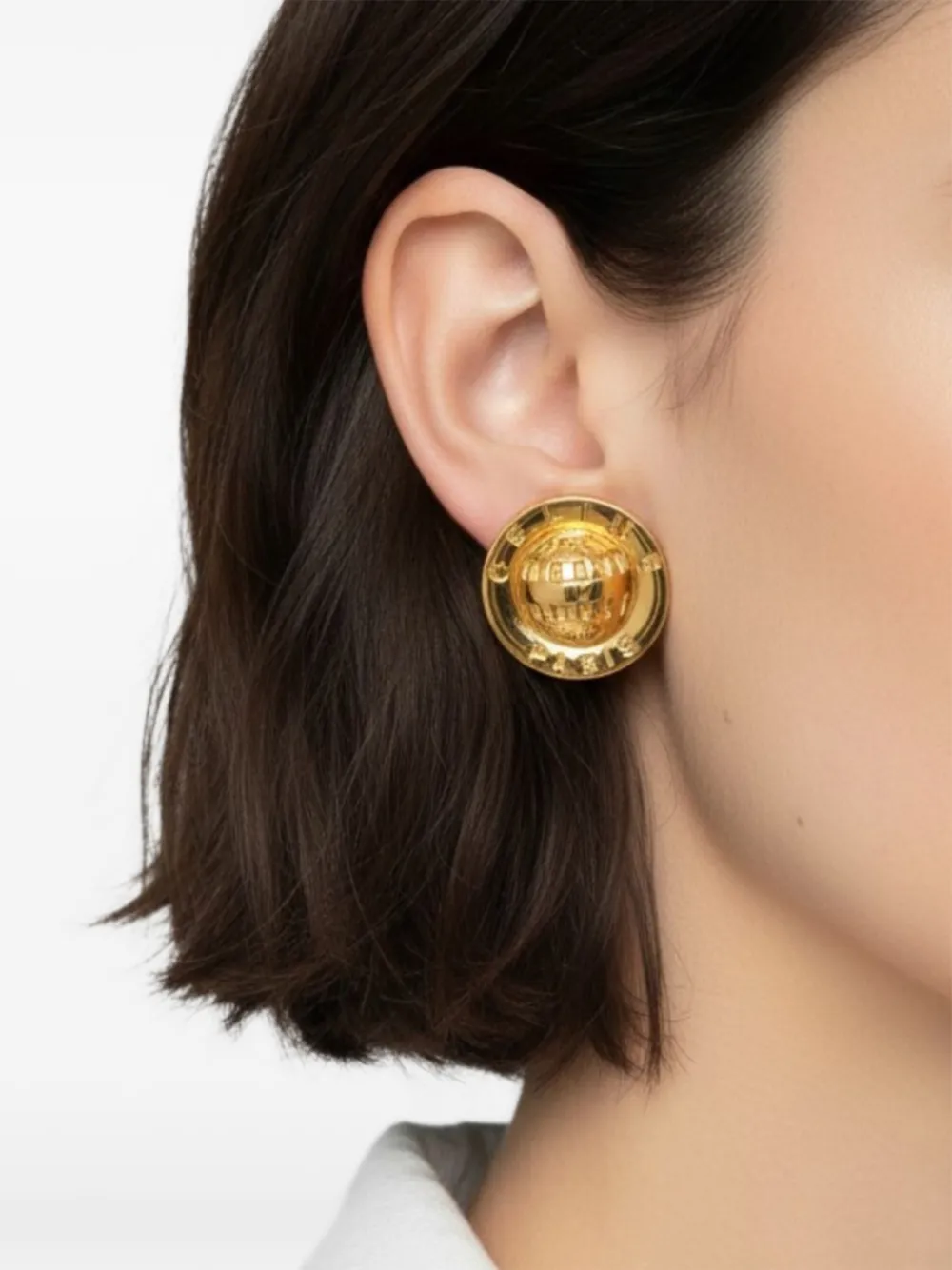 Celine Pre-Owned 1990s logo-engraved clip-on earrings - Oro