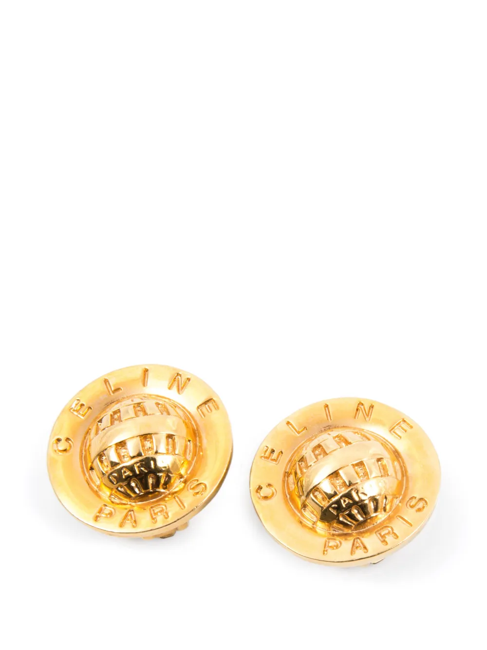 Celine Pre-Owned 1990s logo-engraved clip-on earrings - Oro