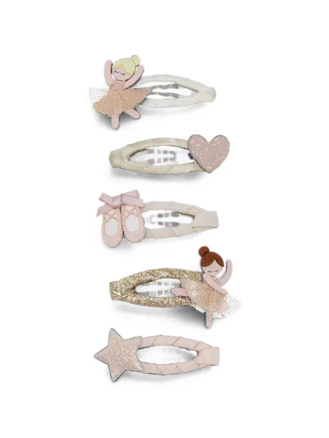 mimi & lula Ballerina glitter-detail hair clips (set of five)