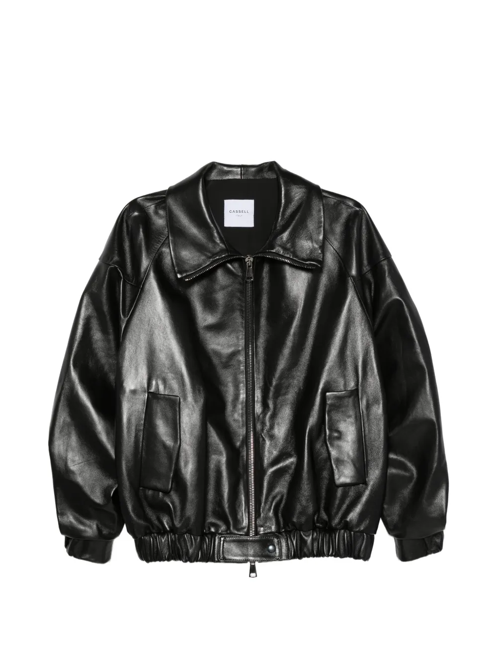 Cassell high-neck leather jacket - Schwarz