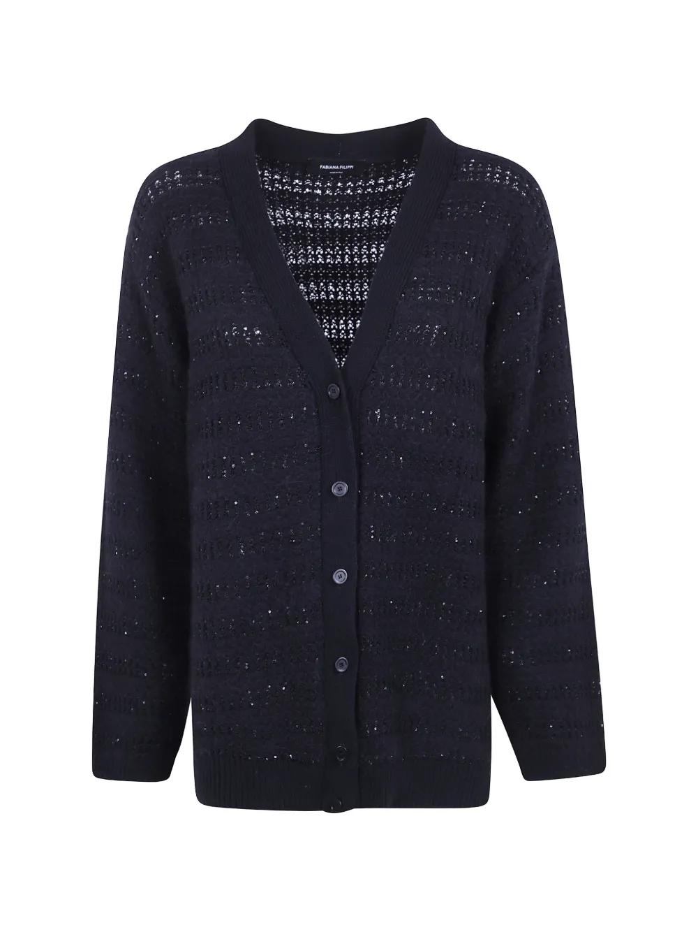 Fabiana Filippi sequin-embellished open-knit cardigan - Nero