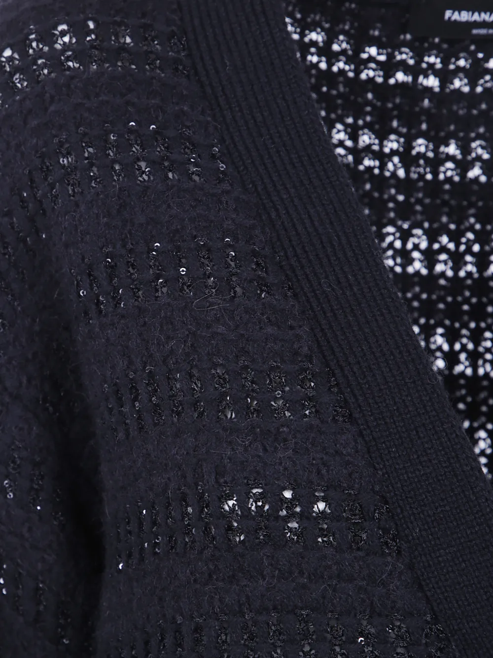 Fabiana Filippi sequin-embellished open-knit cardigan Zwart