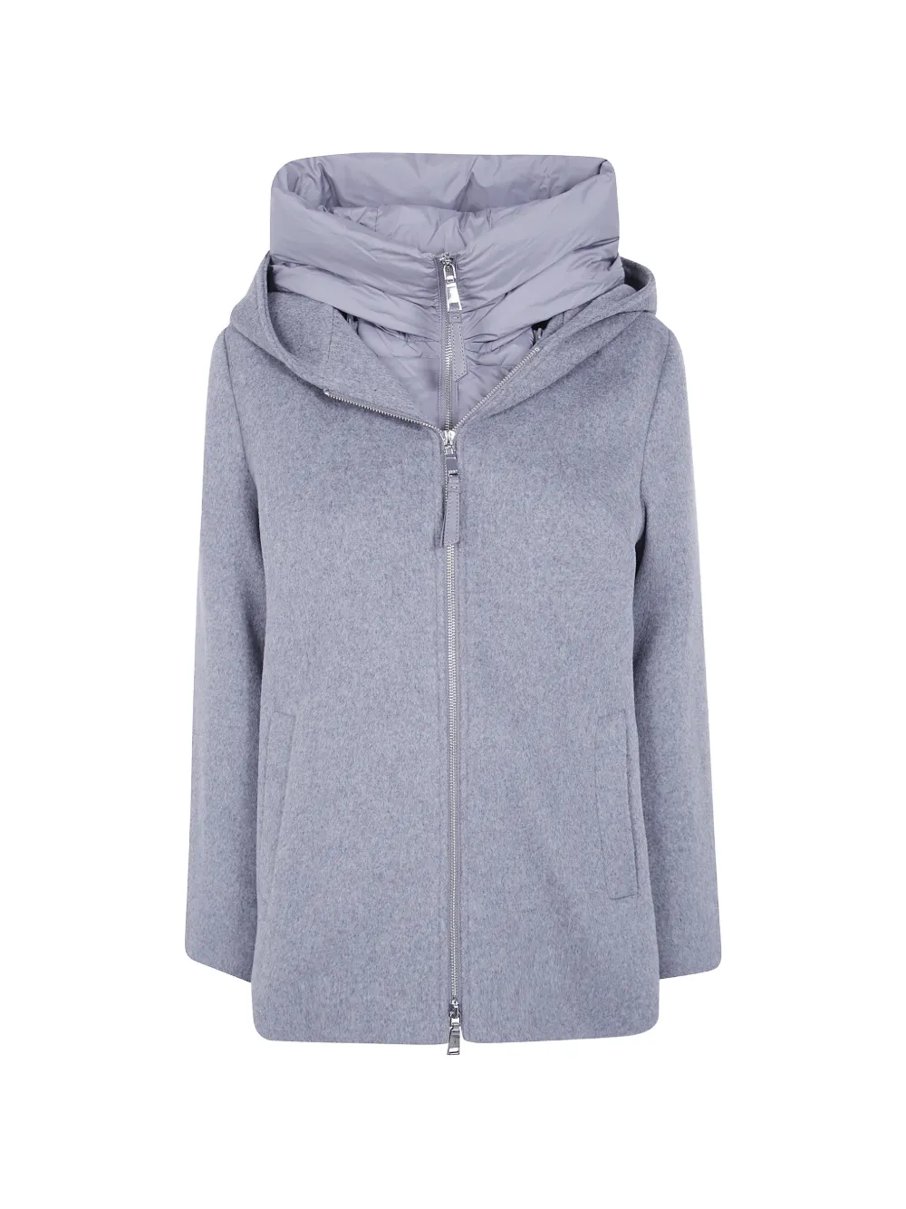 Seventy mélange-effect hooded coat - Grigio