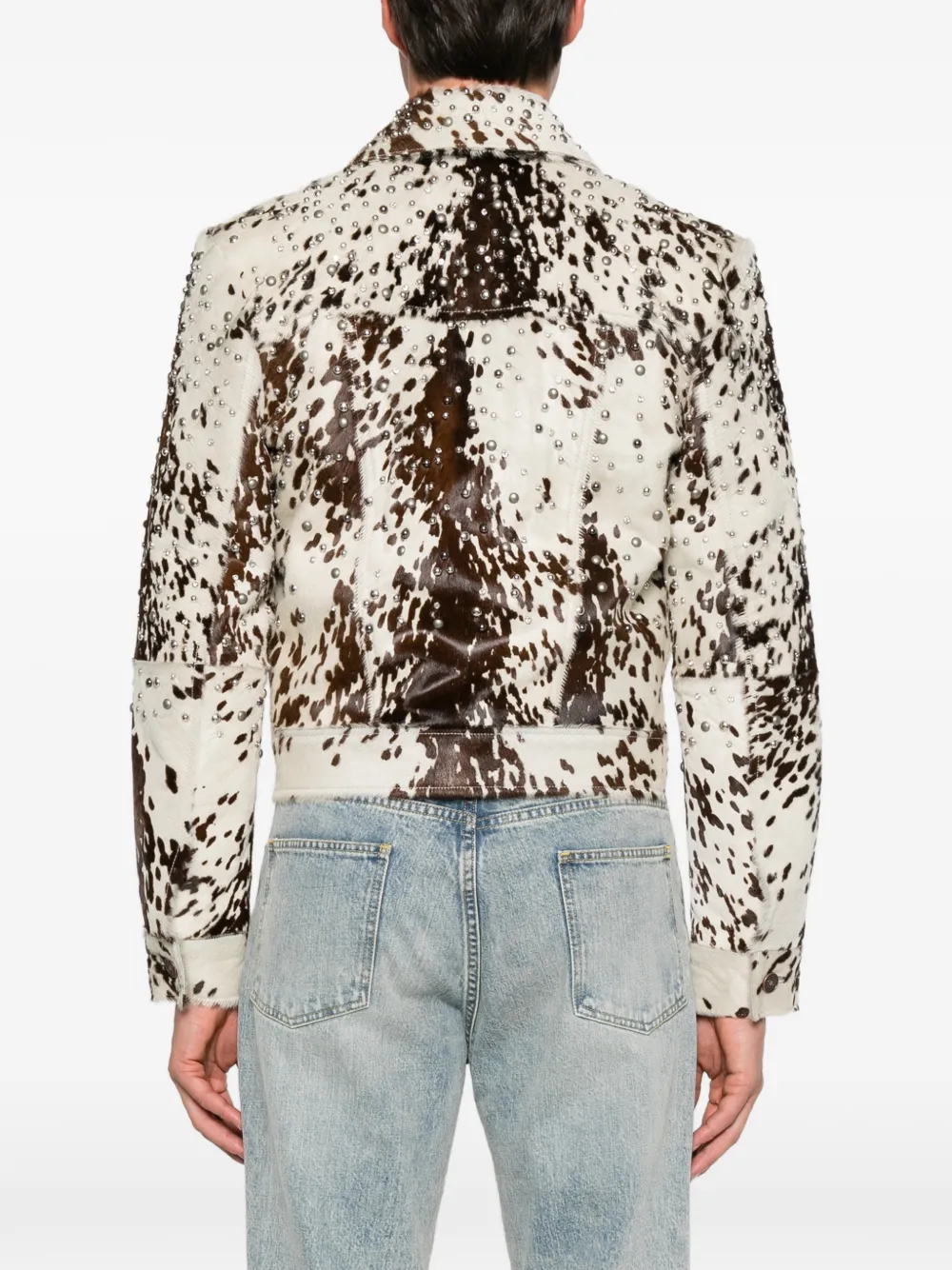 AMIRI stud-embellished cow-print jacket Wit