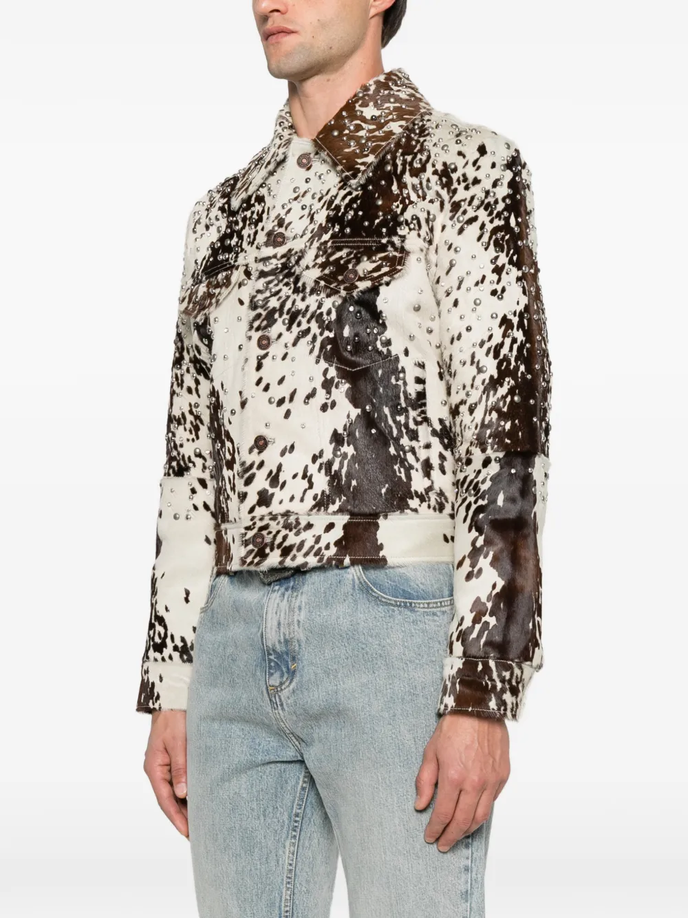 AMIRI stud-embellished cow-print jacket Wit