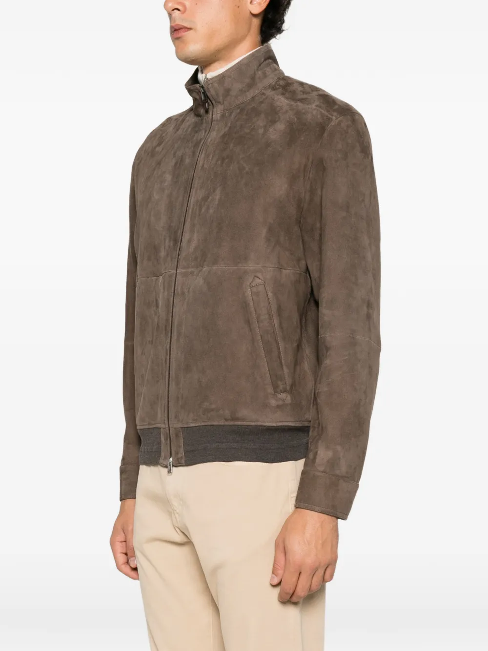Canali suede panelled jacket Bruin