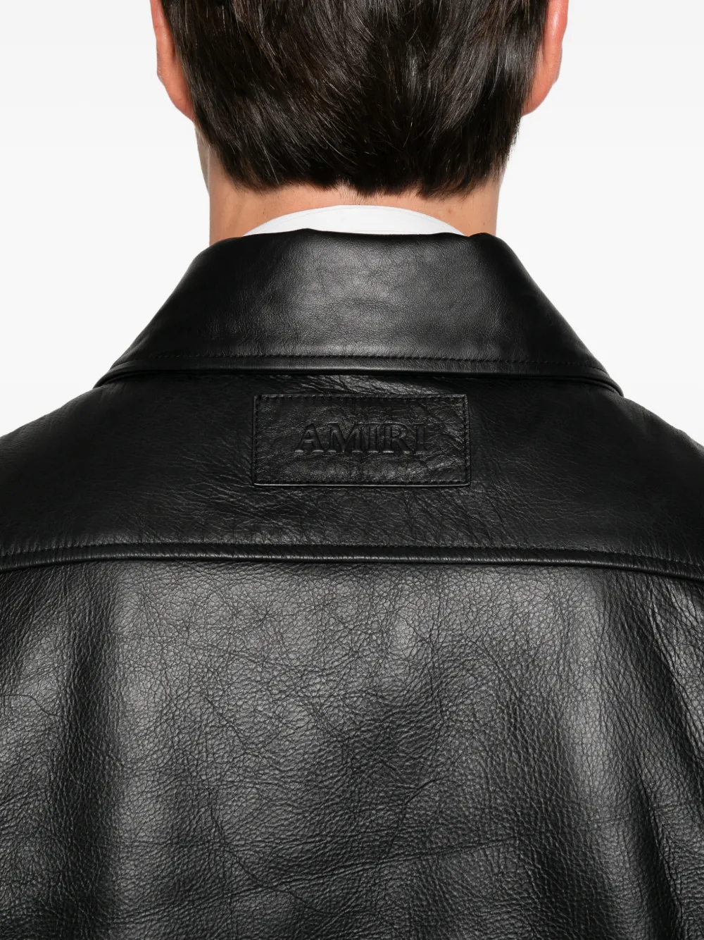 AMIRI leather western-yoke jacket Zwart
