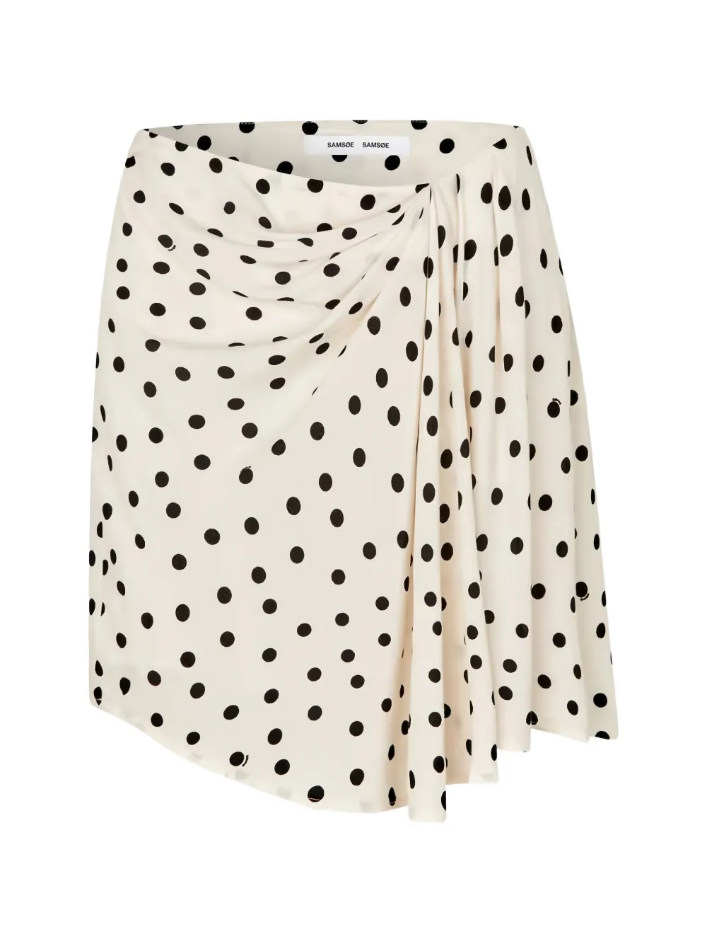 SAMSOE Saiben polka-dot draped asymmetric skirt Beige