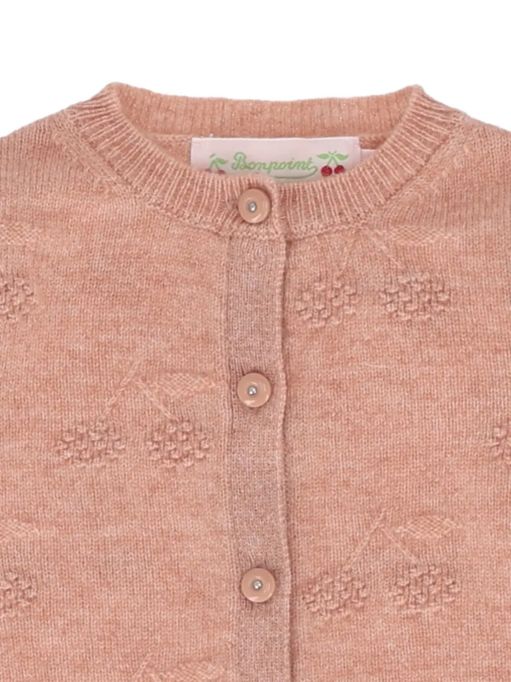 Bonpoint Tibile pointelle-gebreid vest met kersen-patroon Roze