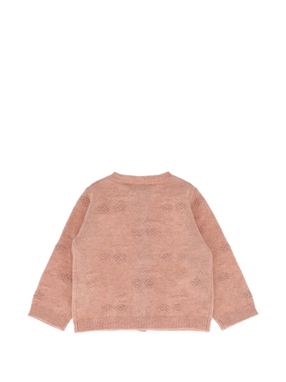 Bonpoint Tibile pointelle-gebreid vest met kersen-patroon Roze