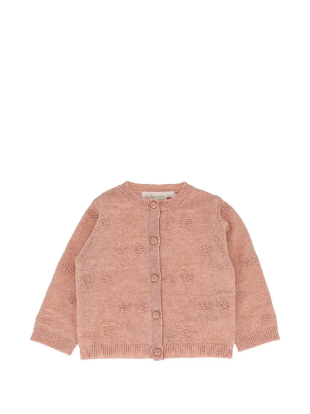 Bonpoint Tibile cherry-motif pointelle-knit cardigan - Rosa