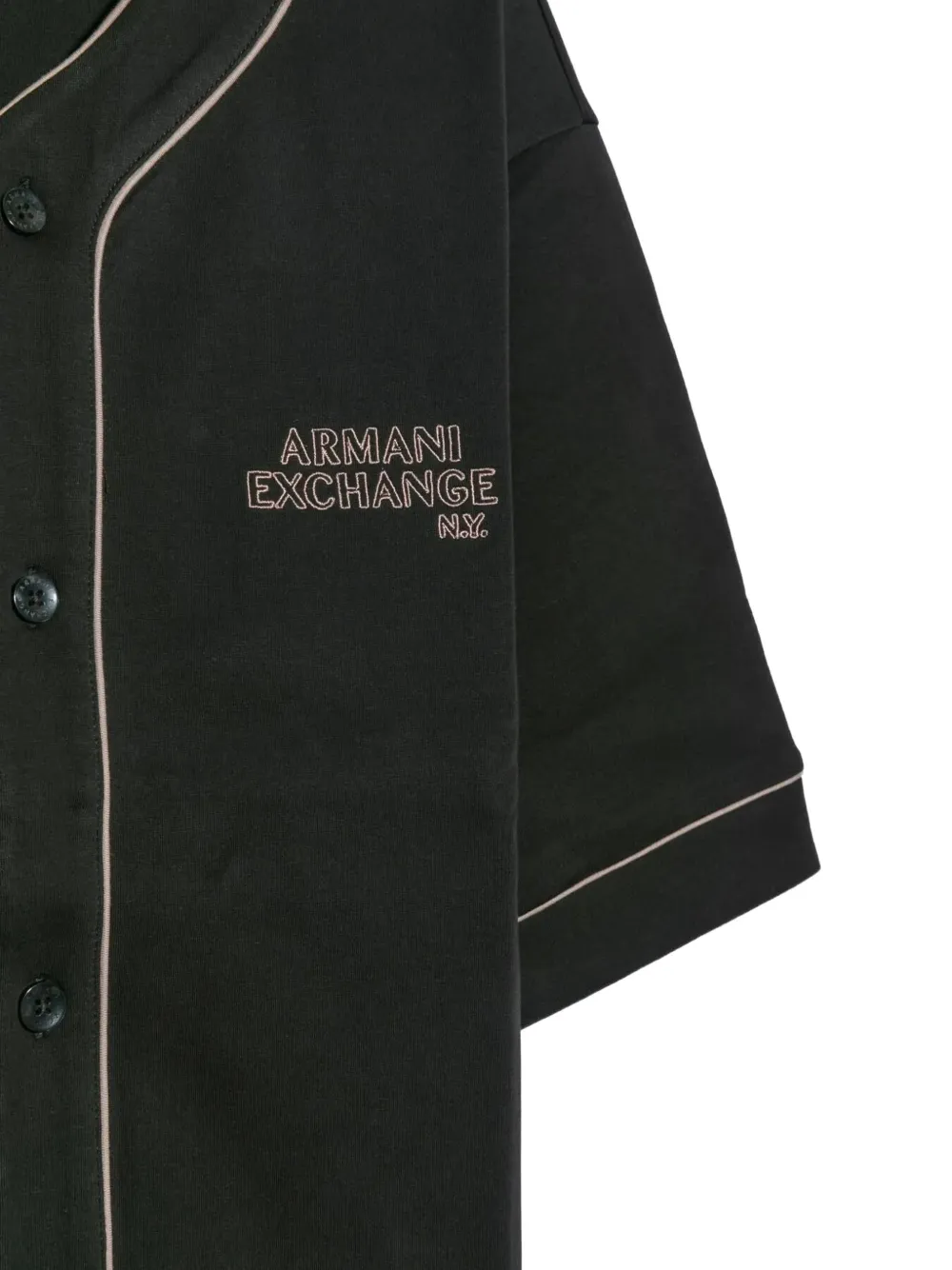 Armani Exchange piping-detail logo-embroidered shirt Zwart