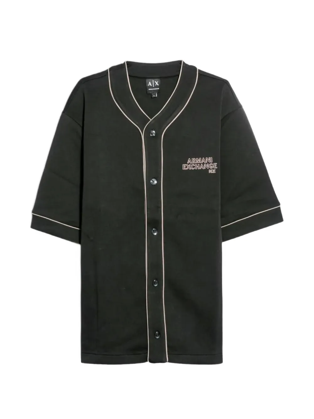 Armani Exchange piping-detail logo-embroidered shirt - Nero