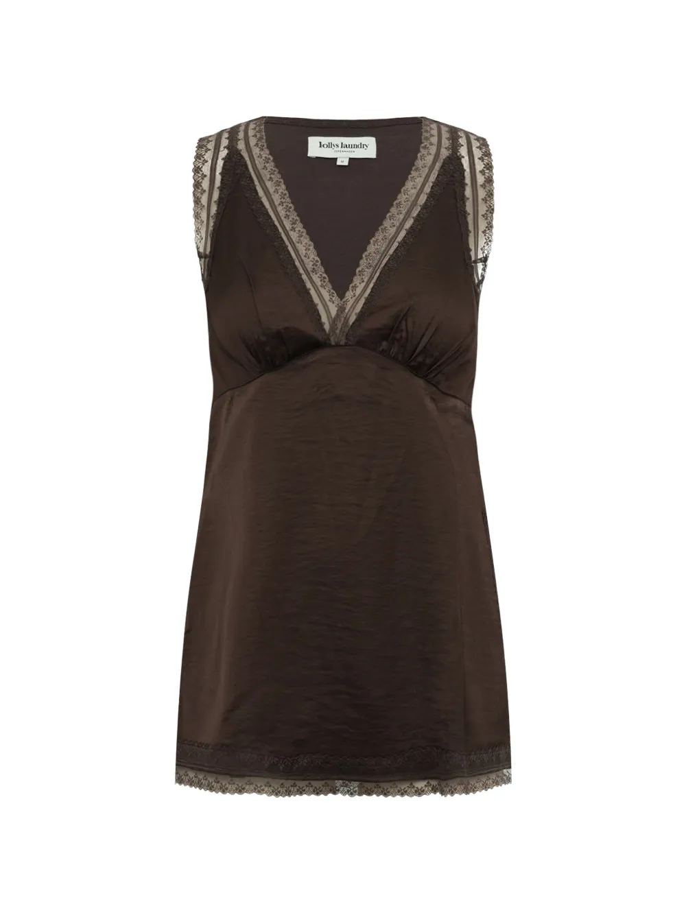 lollys laundry Cain lace-trim satin top - Marrone