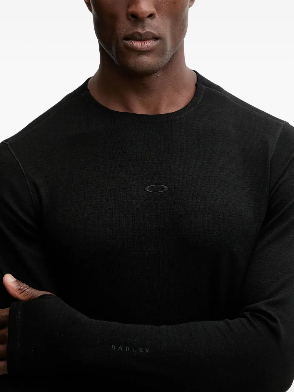 Oakley Spruce logo-print slub-texture sweater Zwart