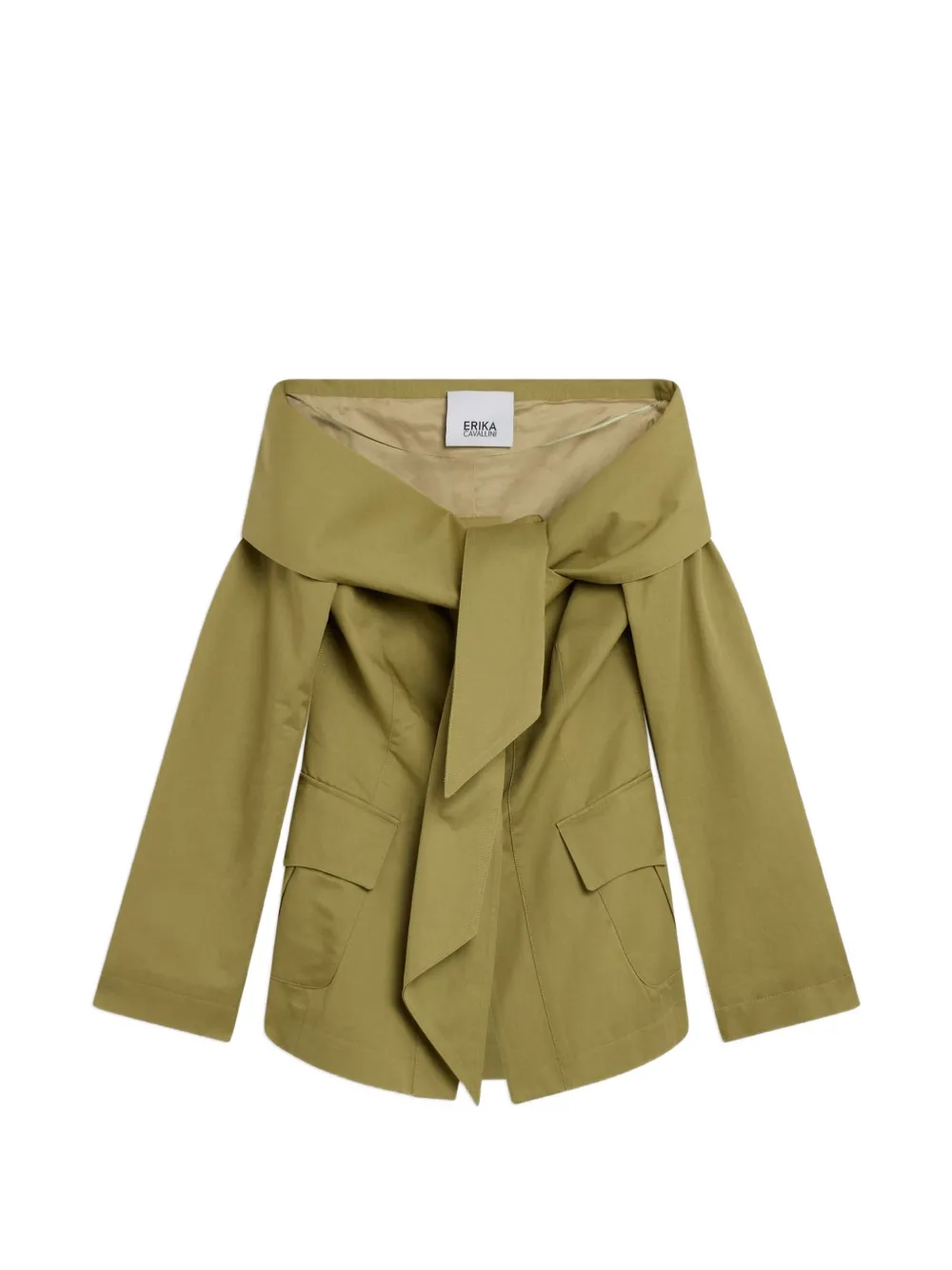 Erika Cavallini Stef off-shoulder tie-fastening jacket - Vert Erika Cavallini Stef off-shoulder tie-fastening jacket - Vert