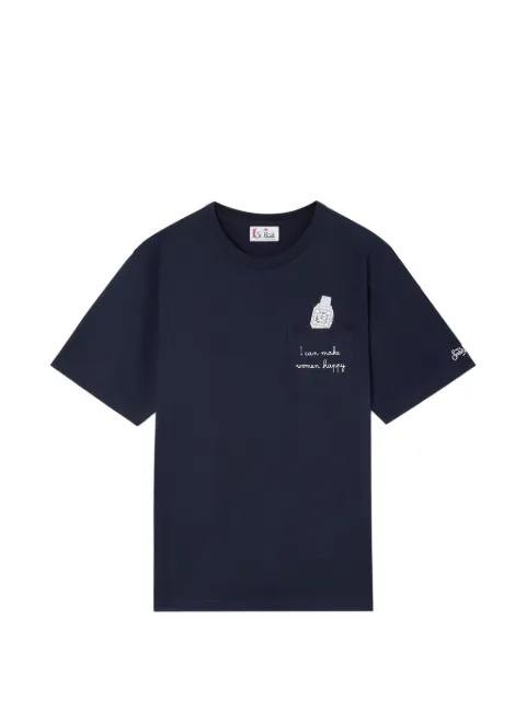 MC2 Saint Barth navy blue Connor cotton T-shirt with watch print and embroidery