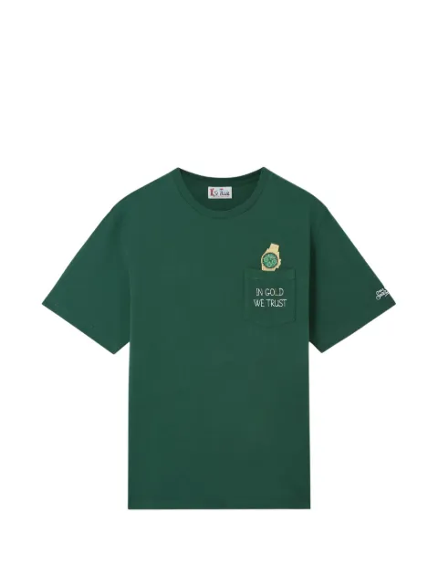 MC2 Saint Barth Camiseta Connor de algodão orgânico com estampa de relógio e bordado In Gold We Trust