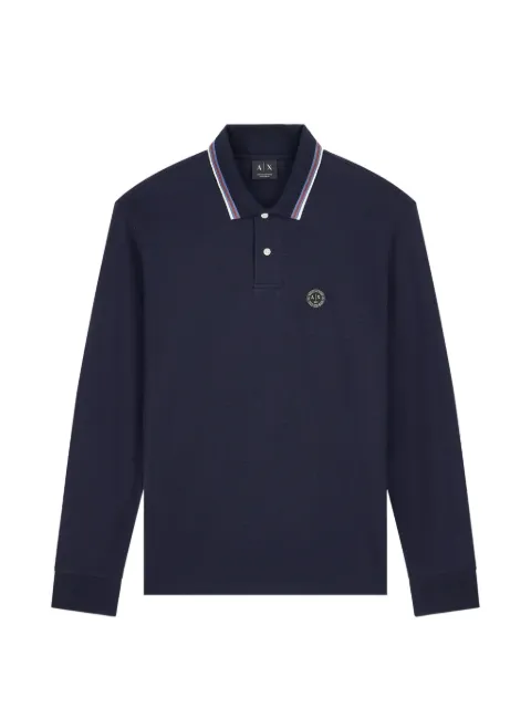 Armani Exchange logo-patch long-sleeve polo shirt