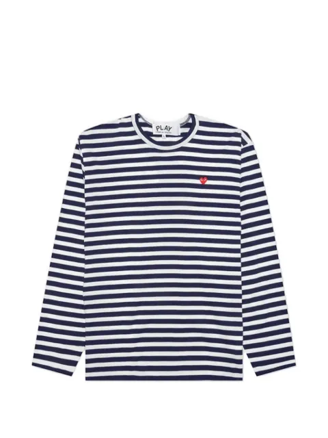 Comme Des Garçons Play Heart patch striped T-shirt