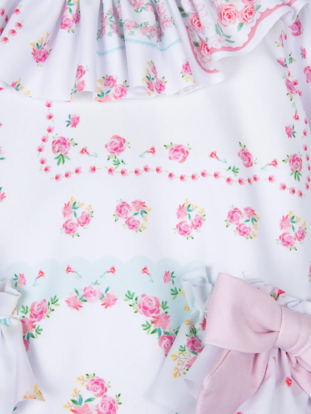 Patachou floral-print ruffled swimsuit Wit