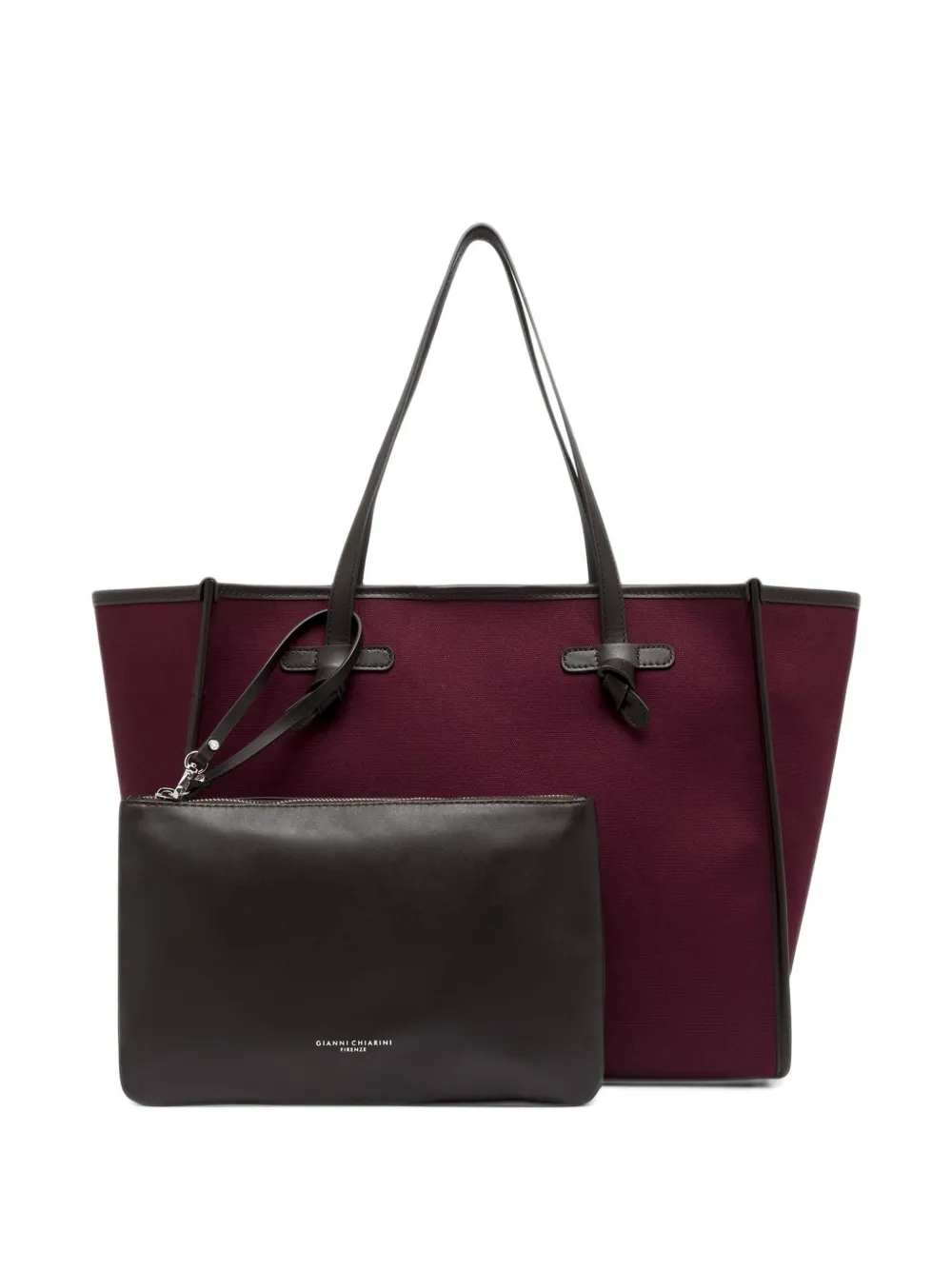 GIANNI CHIARINI Marcella knot-detail canvas shoulder bag Rood