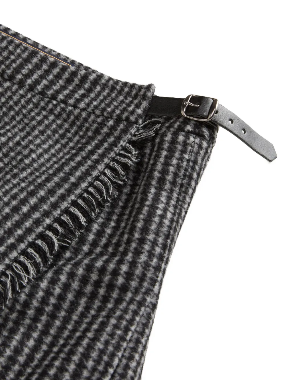 Woolrich check-pattern frayed-edge mini skirt Zwart