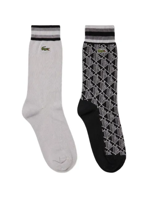 Lacoste logo-patch geometric-pattern socks (set of two)