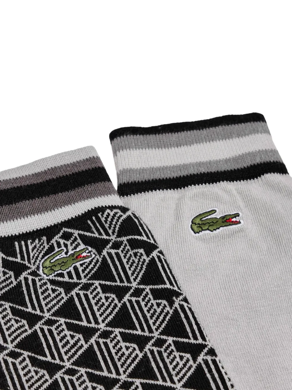 Lacoste logo-patch geometric-pattern socks (set of two) Grijs