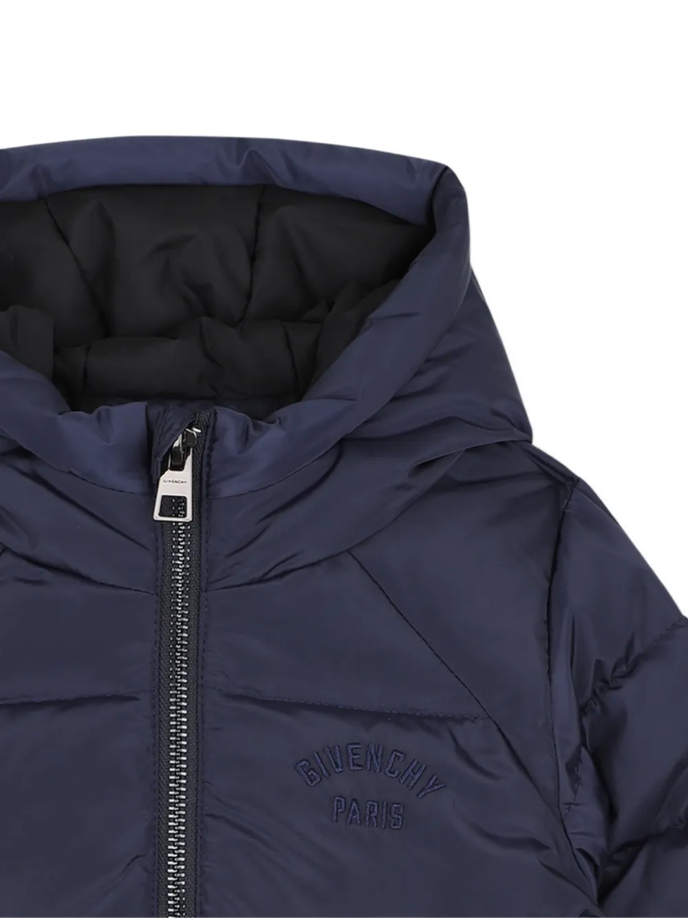 Givenchy Kids logo-embroidered padded jacket Blauw