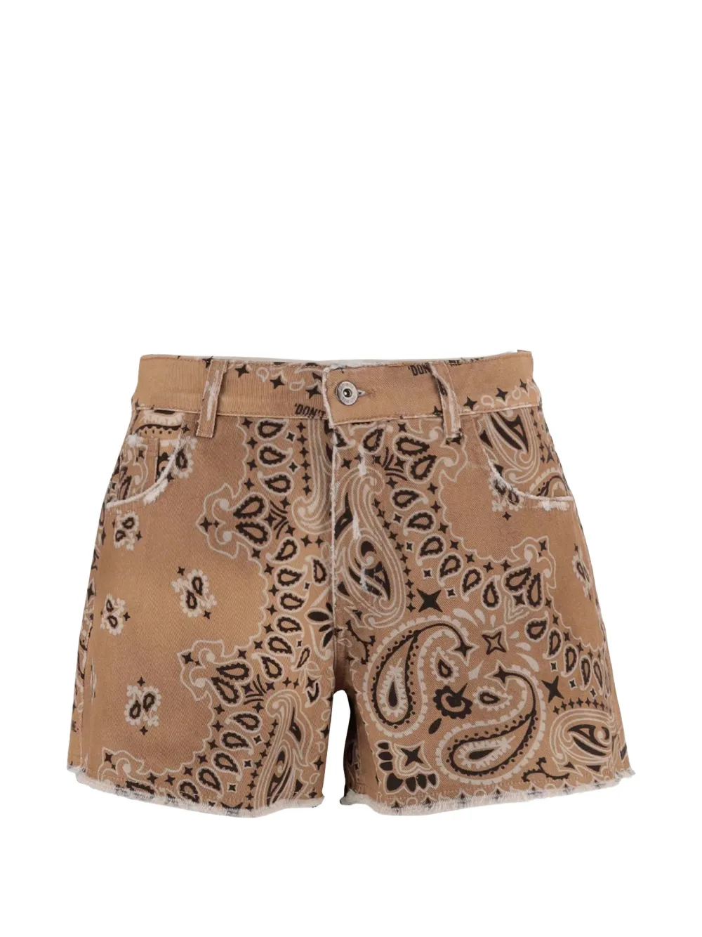 DON'T @ ME paisley-print frayed shorts - Toni neutri
