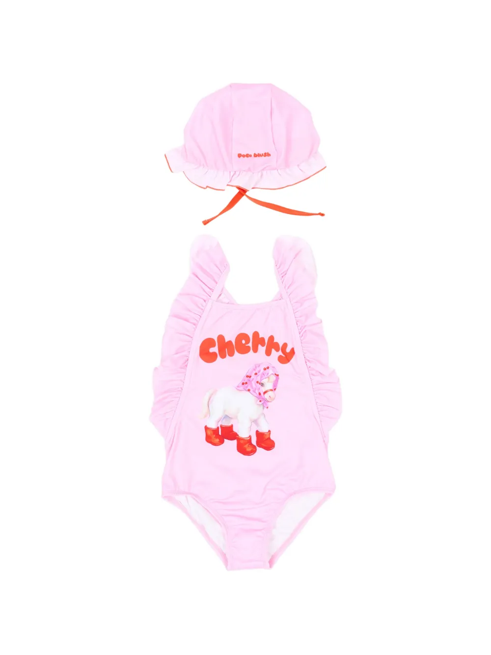 Poco Blush ruffled pony-print swimsuit - Rosa
