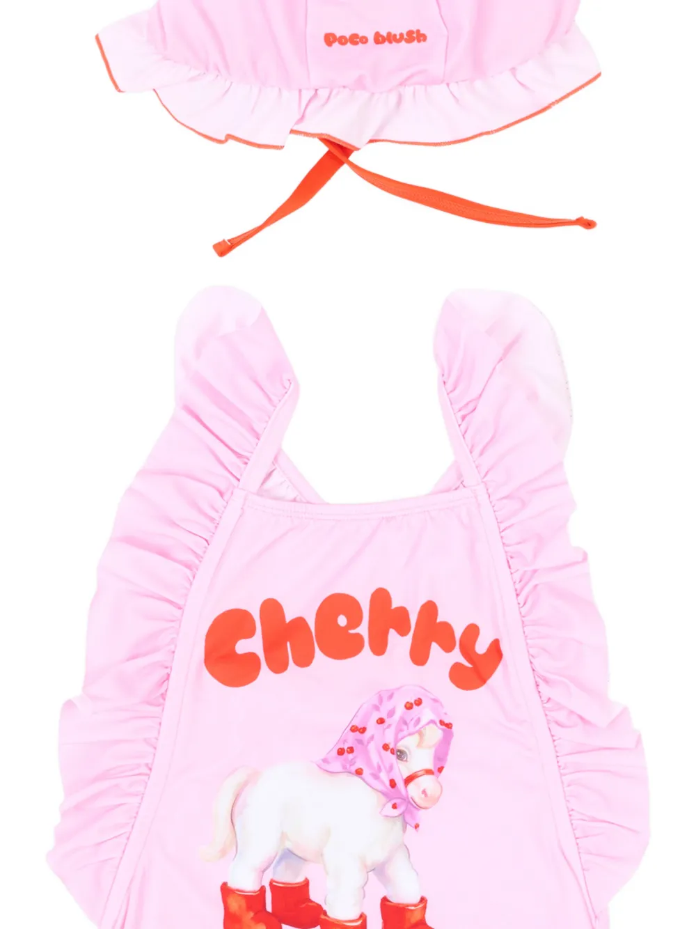 Poco Blush ruffled pony-print swimsuit Roze