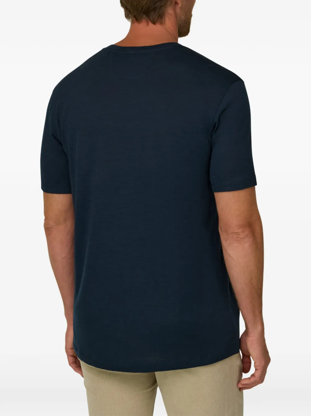 Boggi Milano T-shirt jersey cotton-tencel blend Blauw