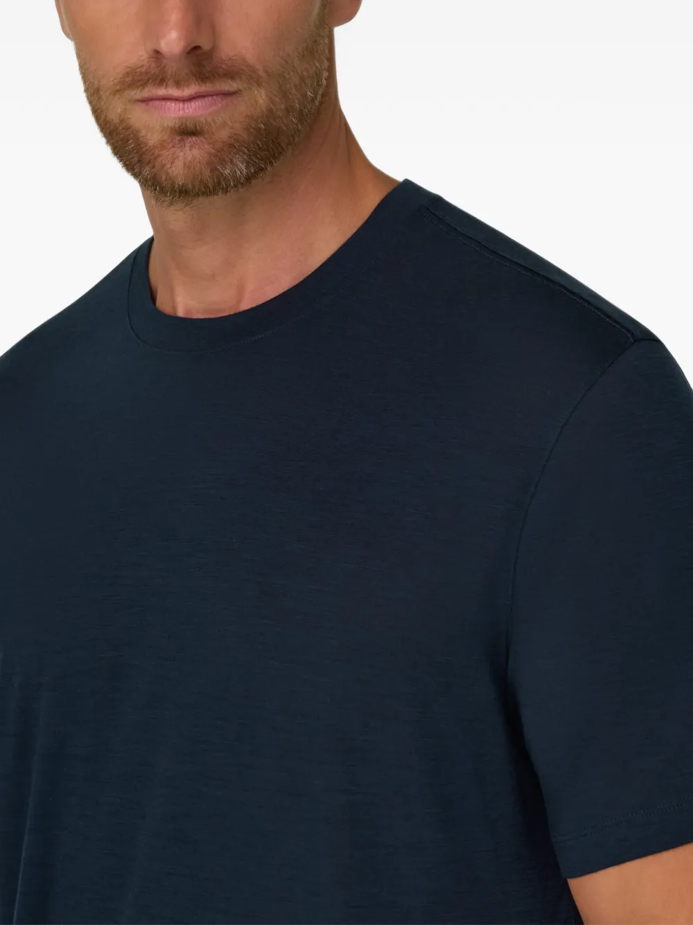 Boggi Milano T-shirt jersey cotton-tencel blend Blauw