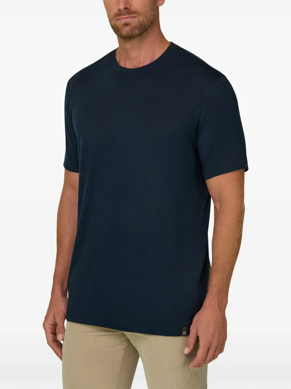 Boggi Milano T-shirt jersey cotton-tencel blend Blauw
