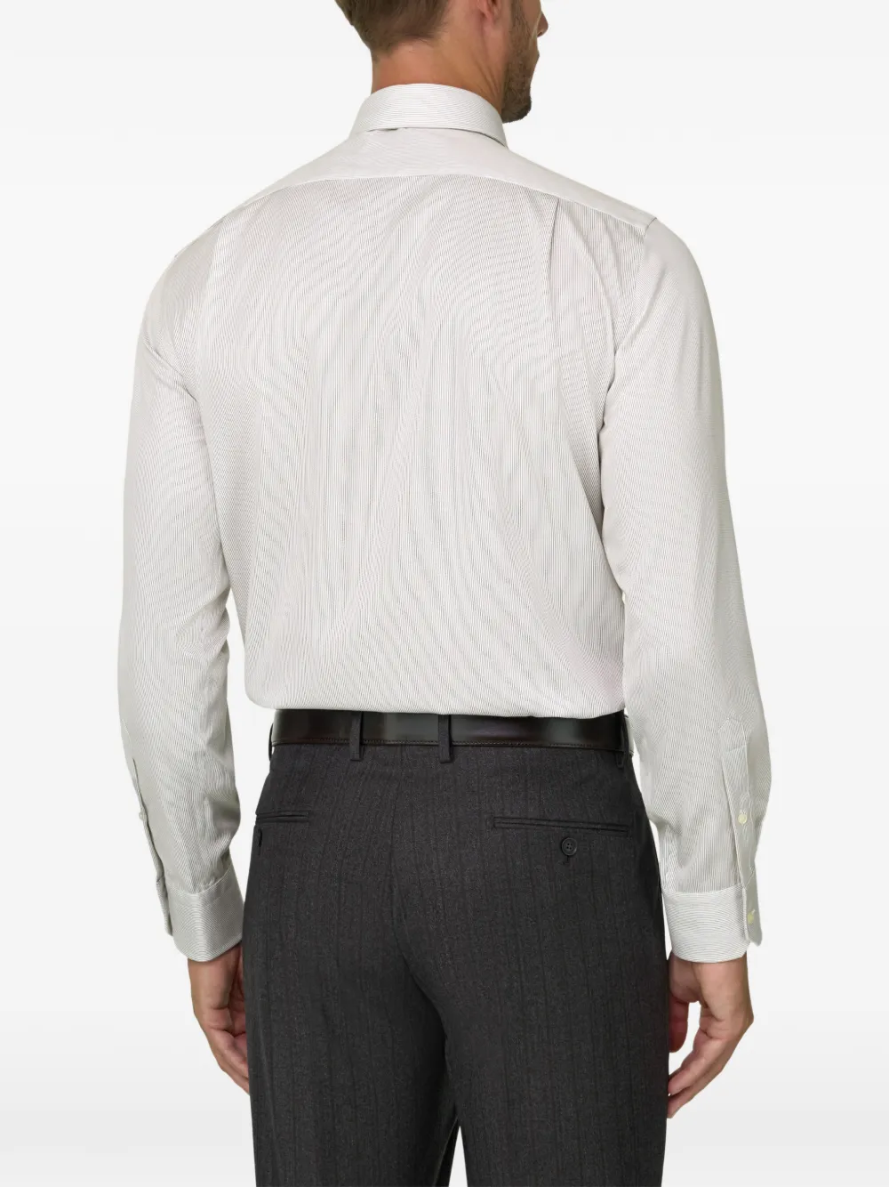 Boggi Milano Gestreept katoenen overhemd Beige