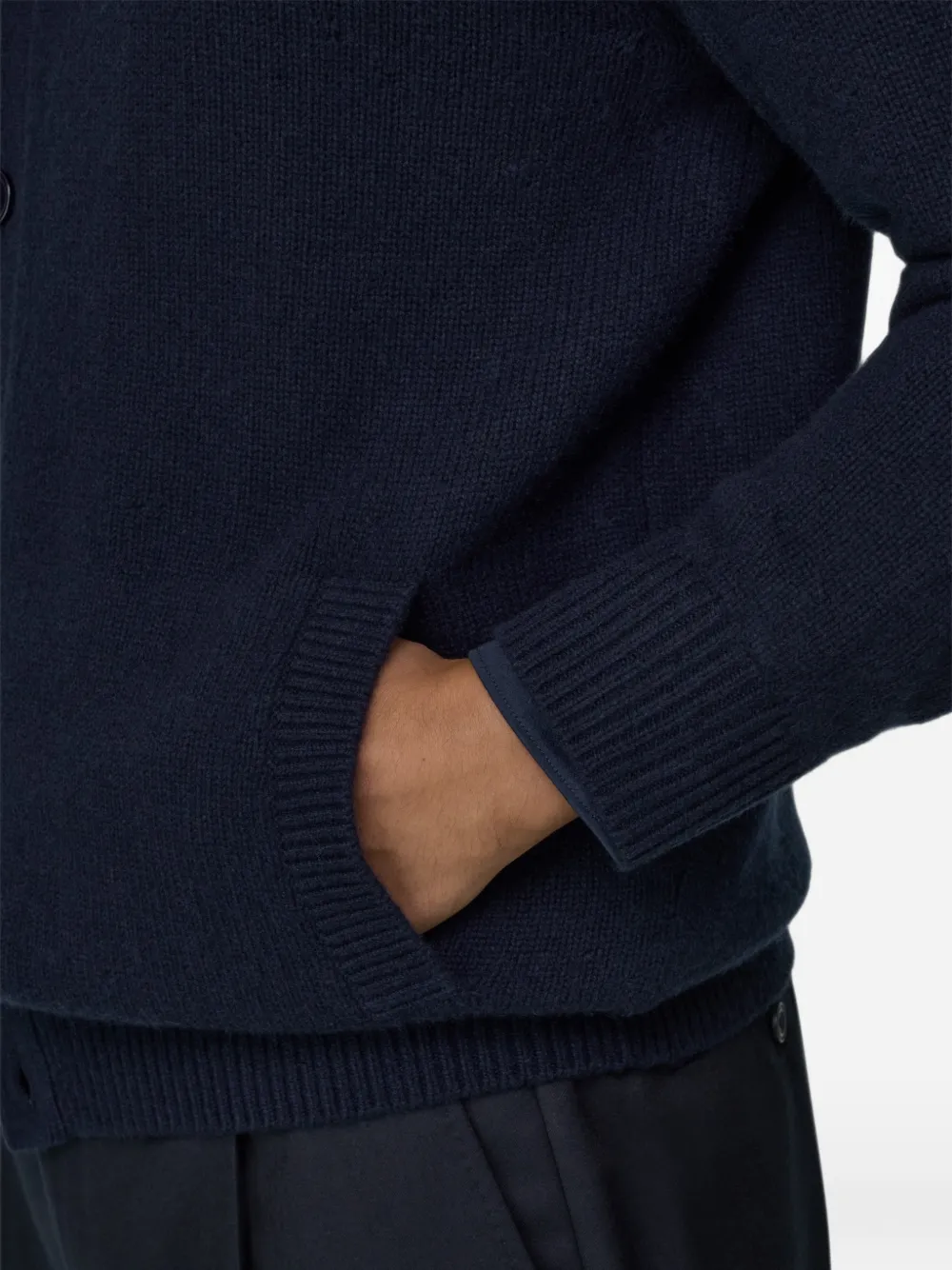 Boggi Milano cardigan roll-neck jumper in cashmere-wool Blauw