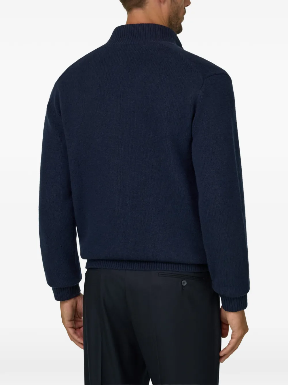 Boggi Milano cardigan roll-neck jumper in cashmere-wool Blauw