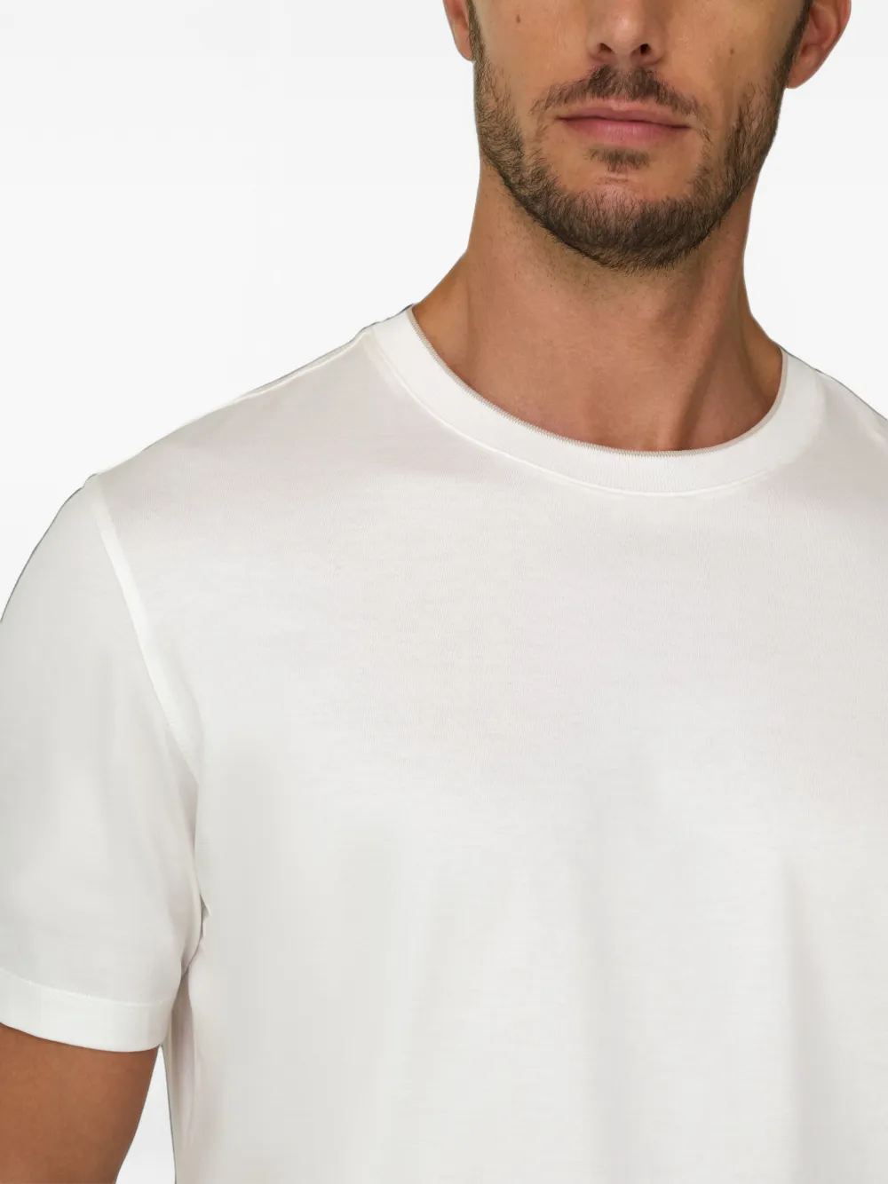 Boggi Milano T-Shirt in cotton and silk jersey Wit
