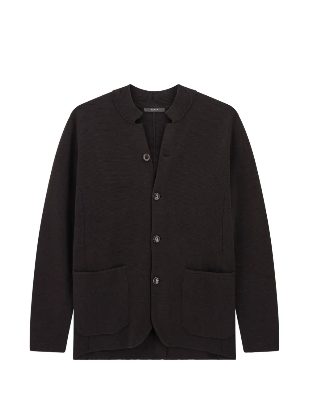 Boggi Milano knitted jacket in superfine merino wool - Brown